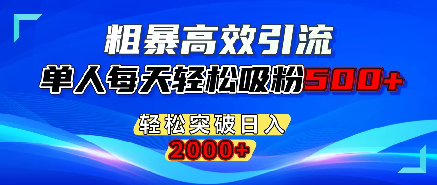 粗暴高效引流,单人每天轻松吸粉500+,轻松突破日入2000+ 第1张 粗暴高效引流,单人每天轻松吸粉500+,轻松突破日入2000+ 第1张