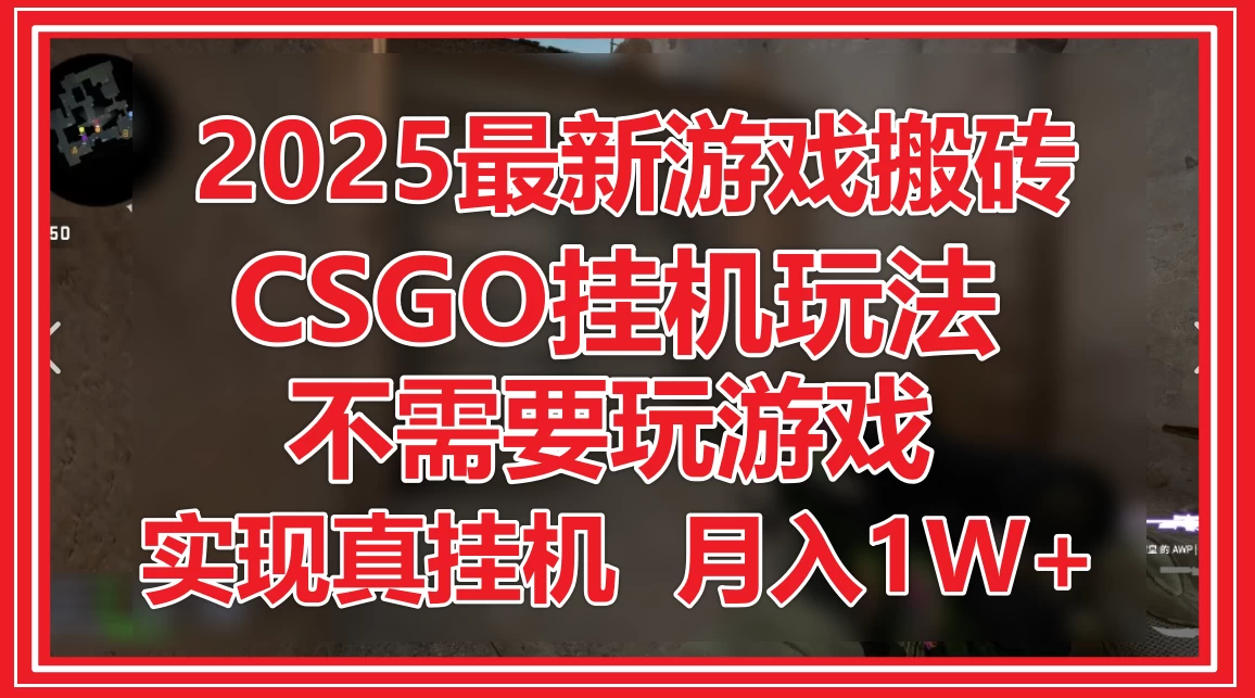 2025最新游戏搬砖，CSGO挂机，不需要玩游戏，实现真挂机，月入1W+ 第1张
